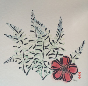 Red Flower and Fern